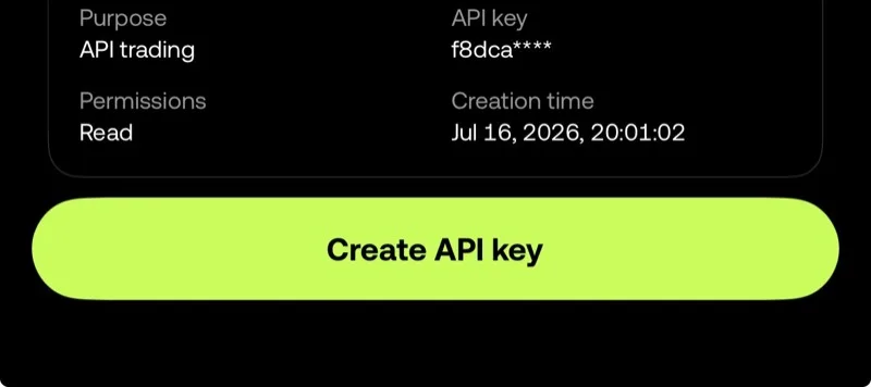 API 管理頁點 Create API key